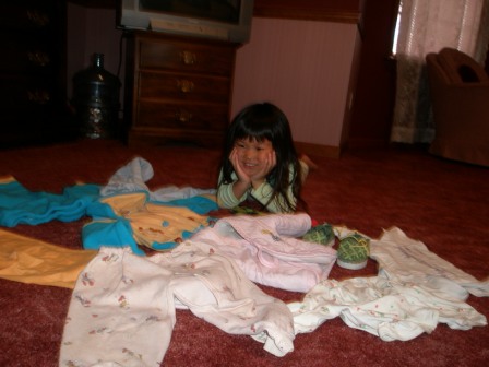 Kasen with clothes she was wearing 4 years ago